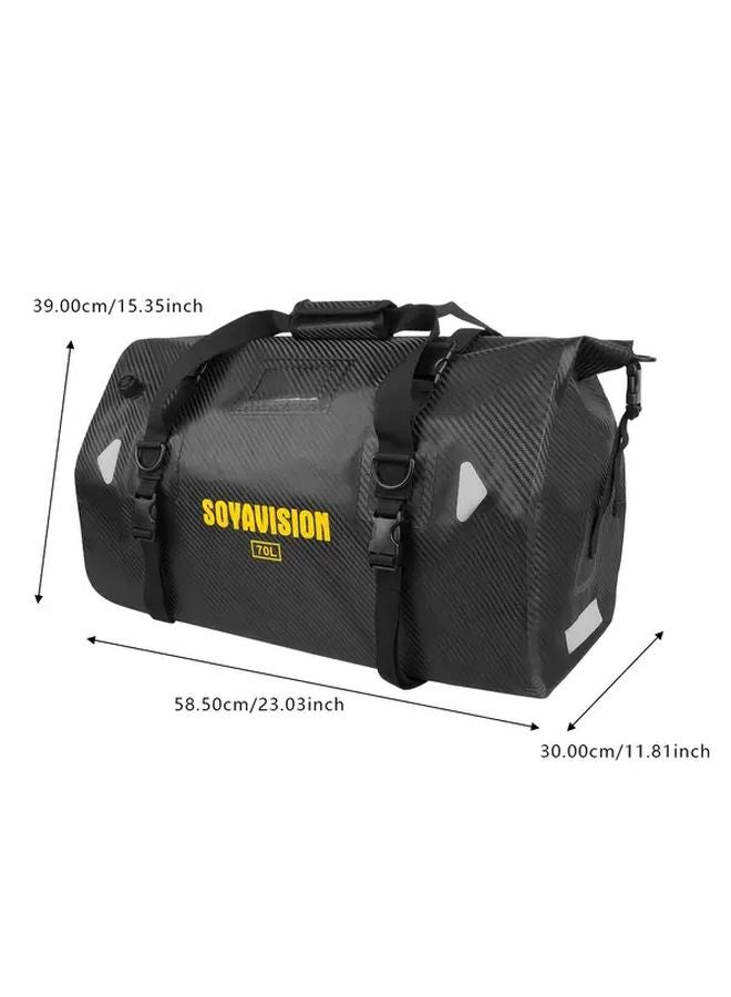 Carbon Fiber Motorcycle Tail Bag 50L Capacity Adjustable Strap Seat Storage Black - Image 4